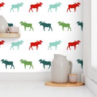 moose green and red christmas moose silhouette simple baby nursery christmas