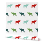 moose green and red christmas moose silhouette simple baby nursery christmas