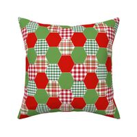 christmas hexagons green and red plaid checks tartans kids cheater quilt blanket baby throw