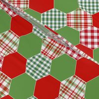 christmas hexagons green and red plaid checks tartans kids cheater quilt blanket baby throw