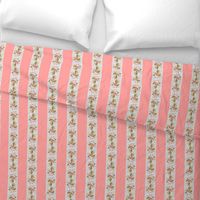 Roses Antique pink and gray stripe