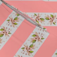 Roses Antique pink and gray stripe