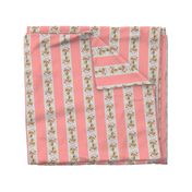 Roses Antique pink and gray stripe