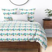 Mid-Century Flowers Teal and Yellow