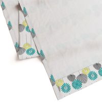 Mid-Century Flowers Teal and Yellow