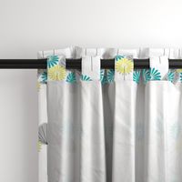 Mid-Century Flowers Teal and Yellow