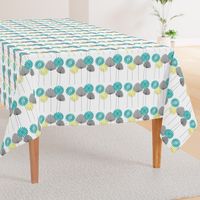 Mid-Century Flowers Teal and Yellow