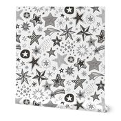 Stars Doodle Black & White Winter Christmas