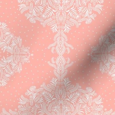 Jungle Flora Damask v2, Melon Pink