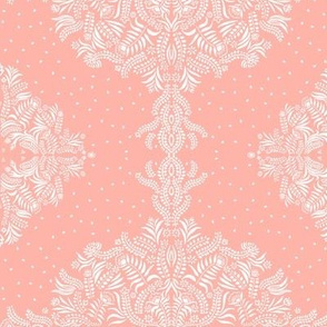 Jungle Flora Damask v2, Melon Pink