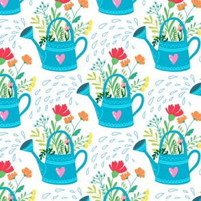 Watering can with flowers