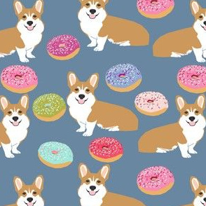 corgi donuts blue and pink funny cute food doughnuts corgi pet dog fabric dogs cute dog