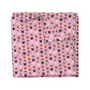 frenchie dog pink faces cute dog head for girls fabric french bulldogs fabric girly design for french bulldog owners