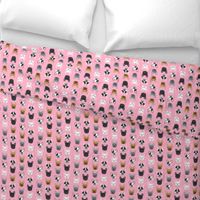 frenchie dog pink faces cute dog head for girls fabric french bulldogs fabric girly design for french bulldog owners