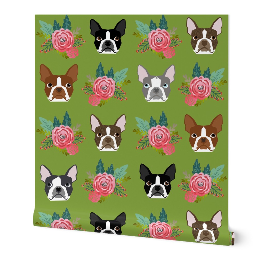 boston terrier floral face cute dog best boston terrier fabric for dog owners dog lovers cute dogs