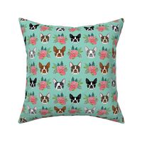 boston terrier dog florals flowers face cute dog best boston terrier dog fabric