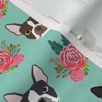 boston terrier dog florals flowers face cute dog best boston terrier dog fabric