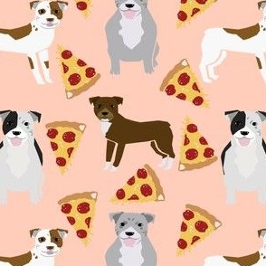pitbull terrier pizza blush peach light fabric for pitbull owners funny dog fabric pizza food novelty print for pitbull lovers