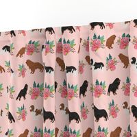 cavalier king charles spaniel pink florals floral dog fabric 