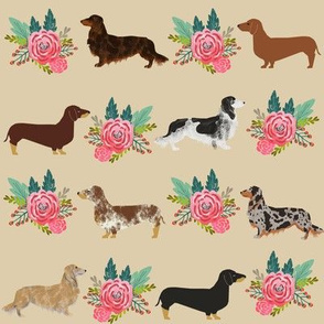 dachshunds floral flower doxie dachshund dog fabric