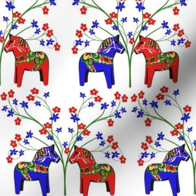 Floral  Swedish Dala Horses