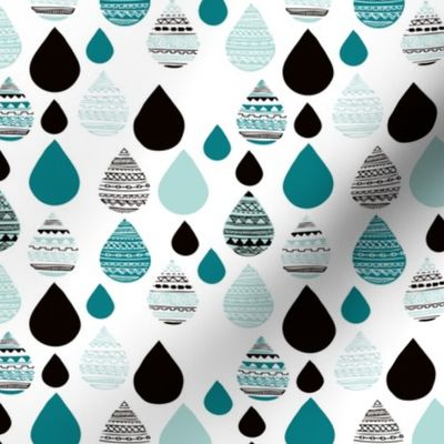 rainy day drops are falling from the sky aztec water winter blue XS