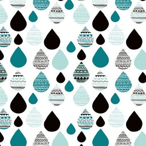 rainy day drops are falling from the sky aztec water winter blue XS