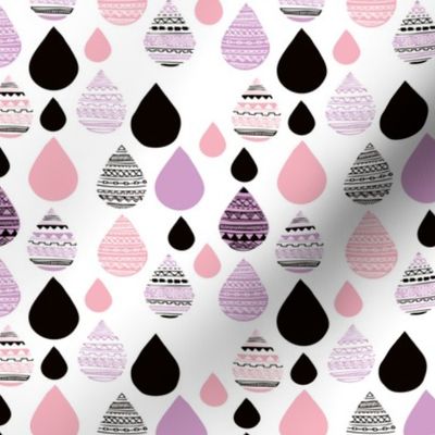 rainy day drops are falling from the sky aztec water lilac pink XS