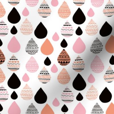 rainy day drops are falling from the sky aztec water fall orange pink XS