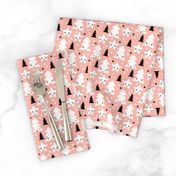 Merry christmas kawaii seasonal christmas trees and stars Japanese illustration print pastel pink XS