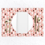 Merry christmas kawaii seasonal christmas trees and stars Japanese illustration print pastel pink XS