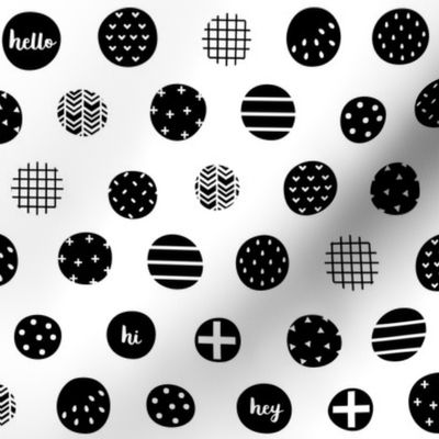 hello hi hey dots black white :: fruity fun