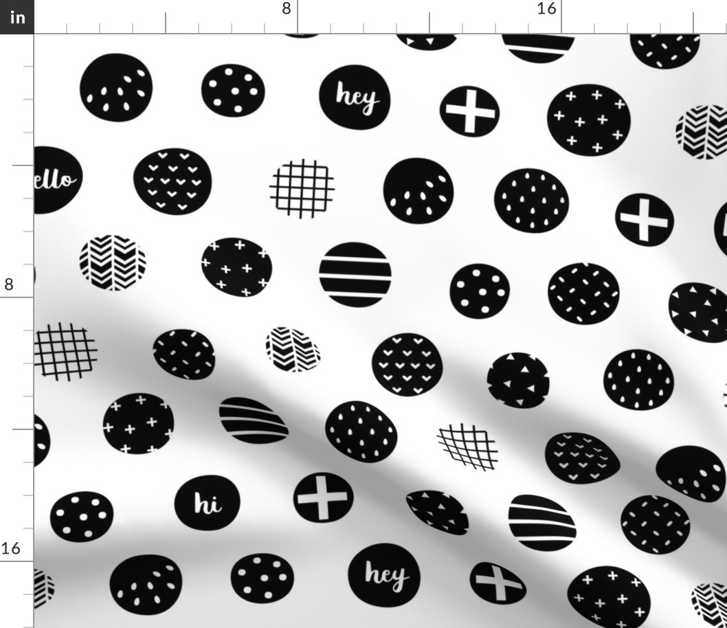 hello hi hey dots black white :: fruity fun bigger