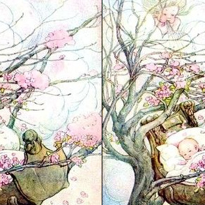 baby babies infants Lullaby Lullabies wind  nursery rhymes poems trees rock bye cradles beds vintage retro sakura flowers cherry blossoms clouds bough blows breaks crib cots children