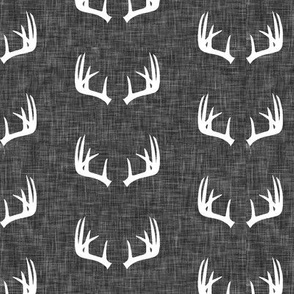 antlers on dark grey linen (small scale)