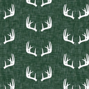 antlers on hunter green linen (small scale)