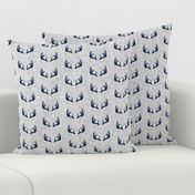 navy antlers on light grey linen (small scale)