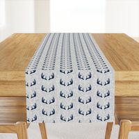 navy antlers on light grey linen (small scale)