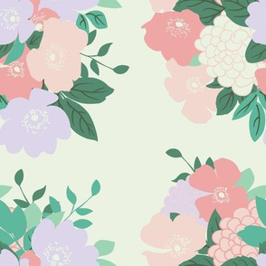 Bouquet in Cream // Vintage-inspired modern floral print for wallpaper or fabric - original repeat pattern by Zoe Charlotte