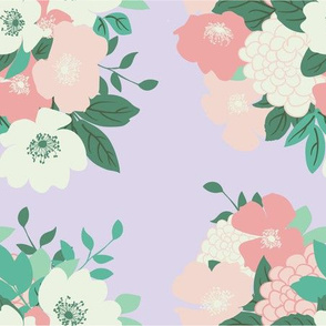 Bouquet in Lilac // Vintage-inspired modern floral print for wallpaper or fabric - original repeat pattern by Zoe Charlotte