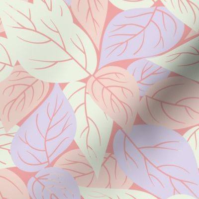 Scattered Leaves in Pink // Vintage-inspired modern floral print for wallpaper or fabric - original repeat pattern by Zoe Charlotte