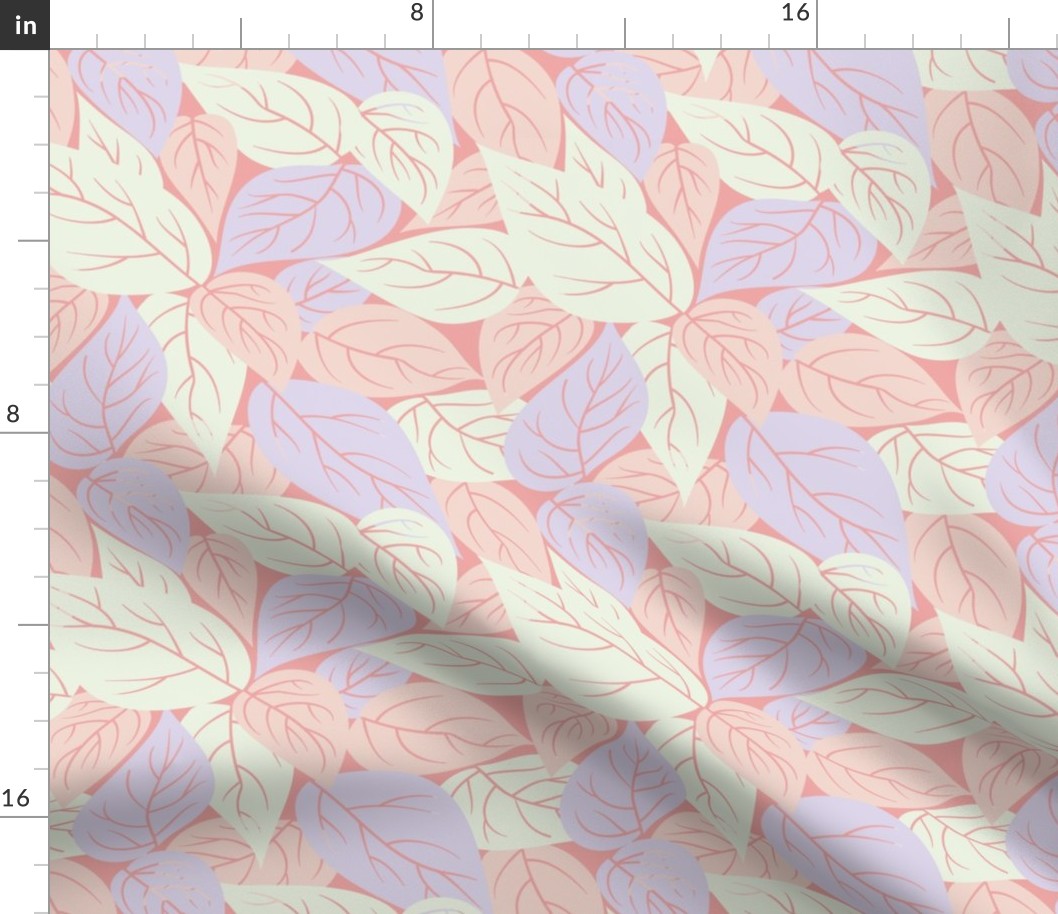 Scattered Leaves in Pink // Vintage-inspired modern floral print for wallpaper or fabric - original repeat pattern by Zoe Charlotte