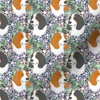 Small Floral Basset hound portraits