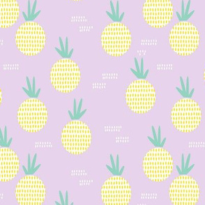 Retro round pineapple fruit kitchen pastel Scandinavian style summer design lilac yellow MEDIUM
