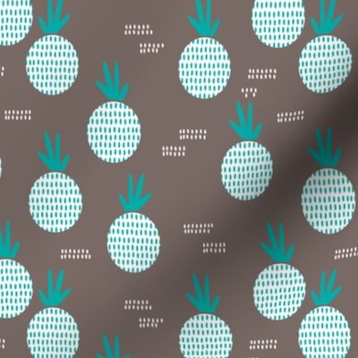 Retro round pineapple fruit kitchen pastel Scandinavian style summer design winter blue MEDIUM