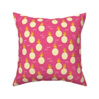 Colorful retro round pineapple fruit kitchen pastel memphis style summer design pink yellow MEDIUM