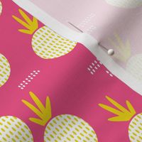 Colorful retro round pineapple fruit kitchen pastel memphis style summer design pink yellow MEDIUM