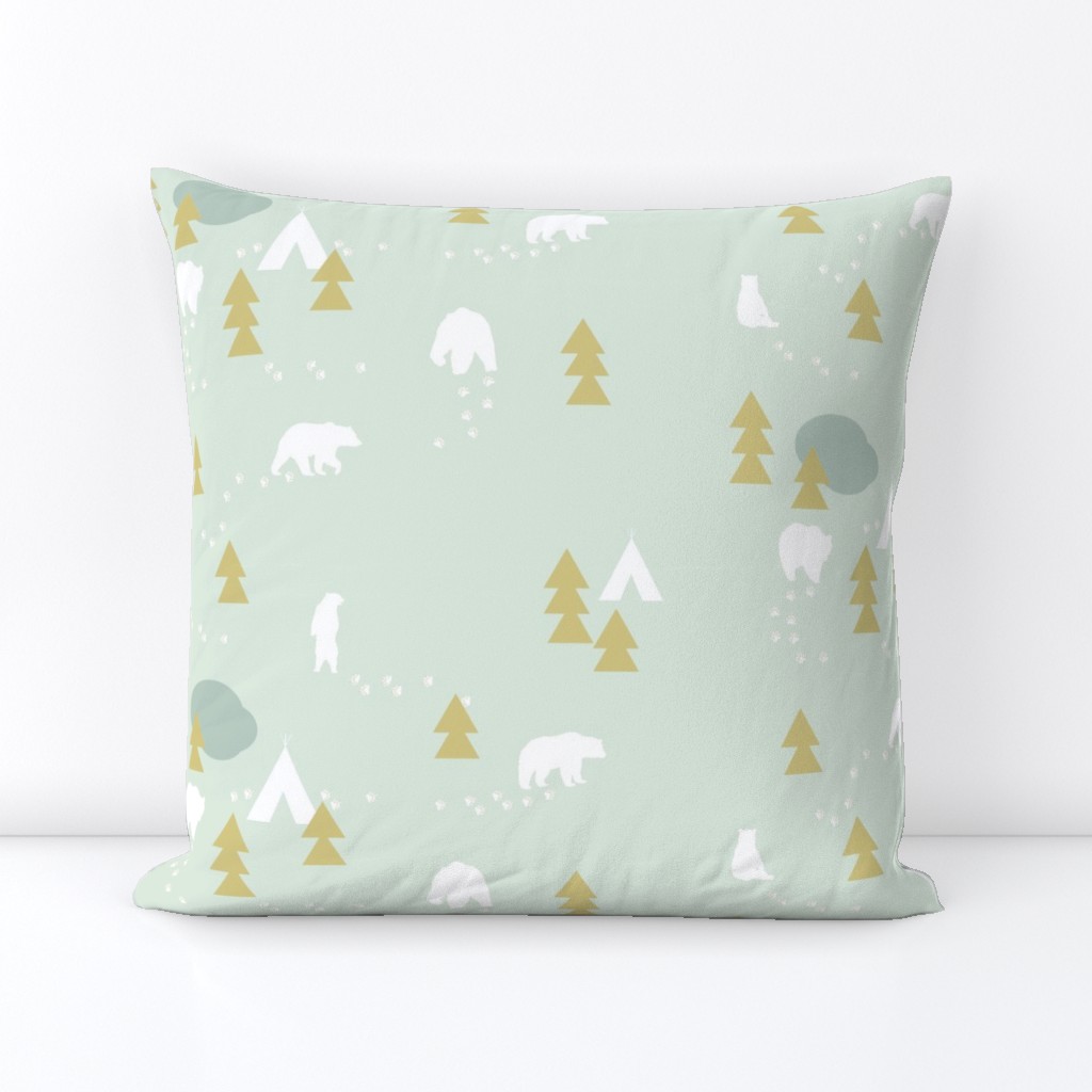 Bear Trail // mint and gold