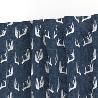 antlers on navy linen 