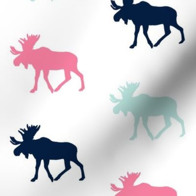 multi moose || pink on white